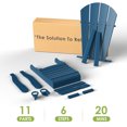 thumbnail image 4 of Folding Adirondack Chair with Ottoman, HDPE All-Weather Poolside Chairs w/Cup Holders & Footrest, Blue, 4 of 8