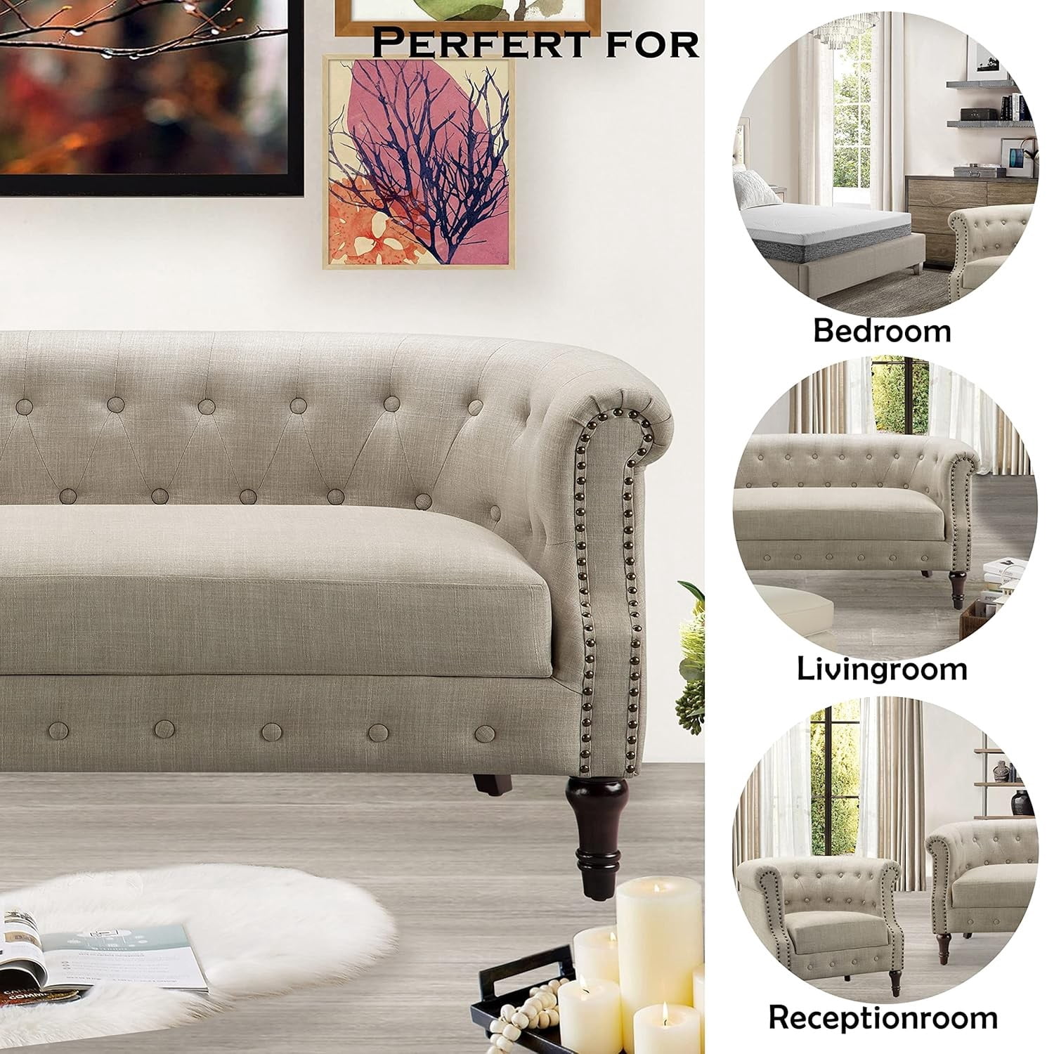 Loveseat Sofa for Living Room - Long Couch in a Box, Love Seat for Small Area, Couches for Living Room