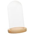 thumbnail image 5 of deevoka 3xClear Glass Dome Cover Stand with Wood Base Display Storage Decoration 7x12cm, 5 of 9