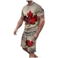 thumbnail image 2 of UVEASISHA Short Set for Men 2 Piece Outfits Canadian Maple Leaf Tracksuit Set Casual Summer Workout Sets Khaki M, 2 of 5