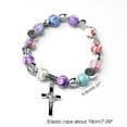 thumbnail image 4 of WINDLAND Women Teen Girl Bead Stretch Rosary Bracelet with Crucifix Charm Pendant Jewelry, 4 of 8