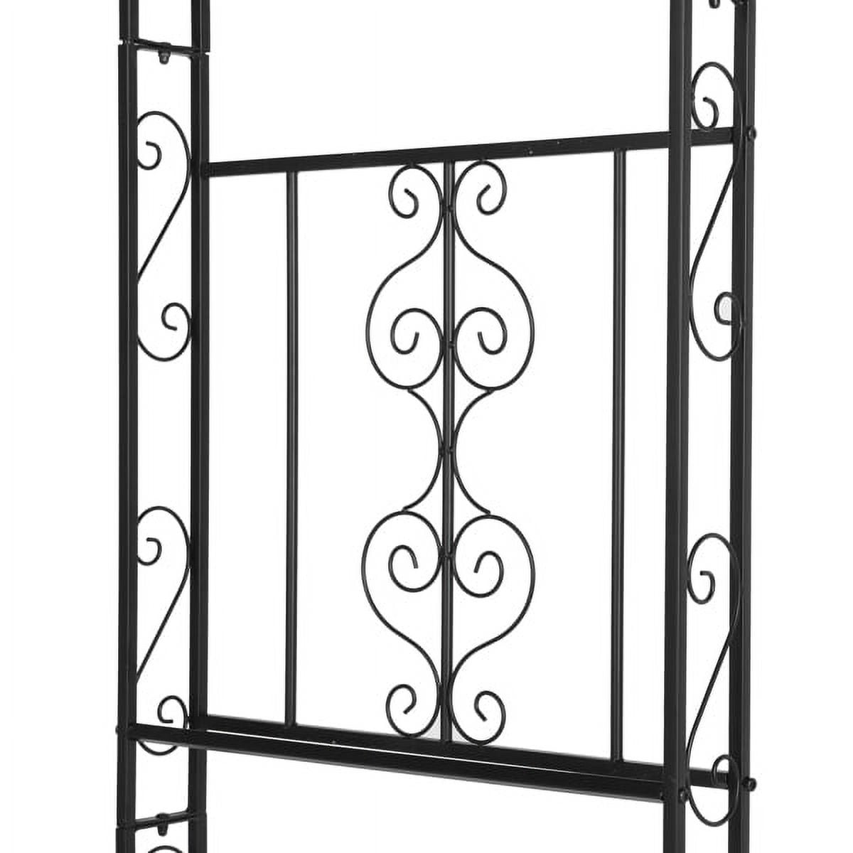 Alvantor Black Metal Garden Arbor, 84 in H Arc Top Double Layer