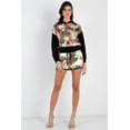 thumbnail image 2 of Black & Ivory Satin Effect Animal Print Hooded Top & Short Set, 2 of 5