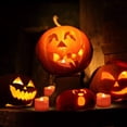 thumbnail image 3 of 24 bolsas de velas de té naranjas, luces de calabaza pequeñas, velas de té falsas electrónicas de Halloween, luces de calabaza para exteriores, 3 of 5