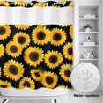 thumbnail image 4 of No Hook Shower Curtain with Built-in Rings - Black Sunflower Pattern Washable Waterproof Fabric Bathroom Curtains for Hotel,Rentals, 72 X 78 Inch Long , Floral Print, 4 of 9