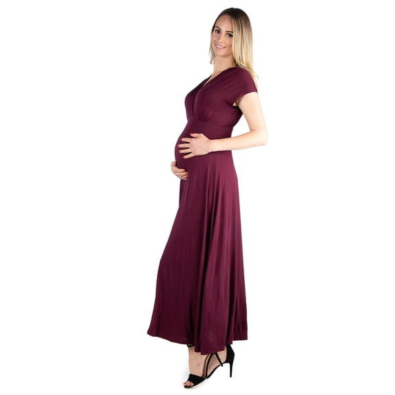 Maternity V Neck Empire Waist Maxi Dress