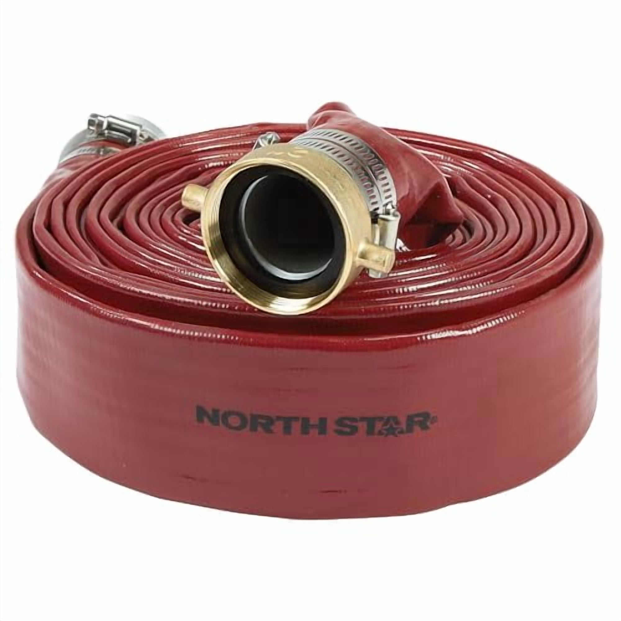 NorthStar Water Pump Discharge Hose, 2in. x 25ft. Max. PSI 150, PVC, Lay Flat, Industrial-Grade Aluminum Couplings