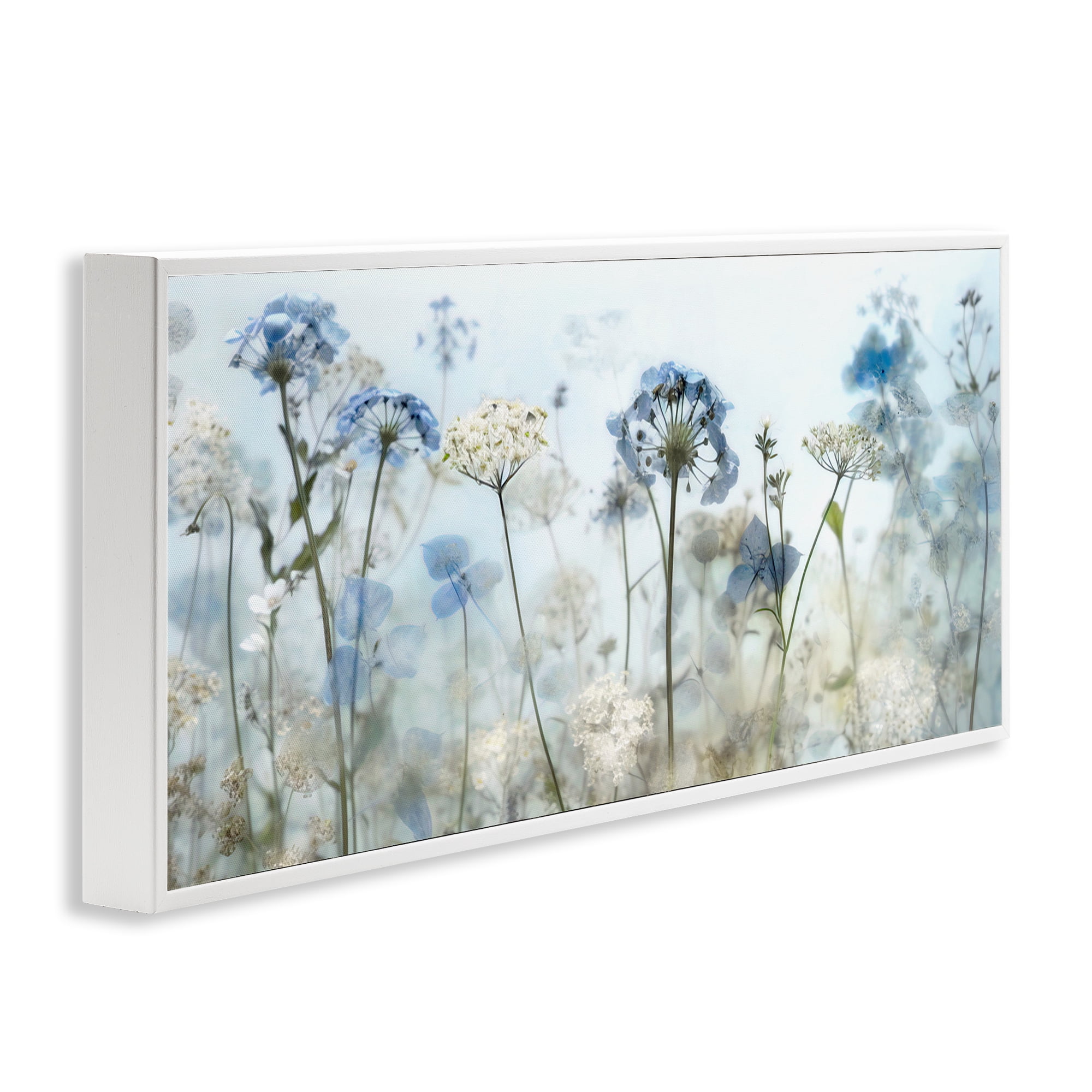 Stupell Industries Blue Wildflower Blooms Botanical & Floral Painting White Framed Art Print Wall Art, 24 x 10