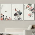 thumbnail image 2 of wall26-3 Panel Canvas Wall Art - Chinese Ink Painting of Flowers and Birds - Giclee Print Gallery Wrap Modern Home Art Ready to Hang - 16"x24" x 3 Panels, 2 of 5