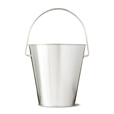 (6 pack) Silver Tin Pail with Handle, 4.6", by Way To Celebrate