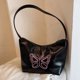 thumbnail image 1 of Bolso de mano para mujer y niña, bolso de hombro con estampado de mariposas Y2K, embrague femenino (negro), 1 of 6