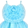 thumbnail image 4 of Girls Dress Light Blue Flower Ruffle Sleeveless Strap Party Pageant 5 Years, 4 of 6