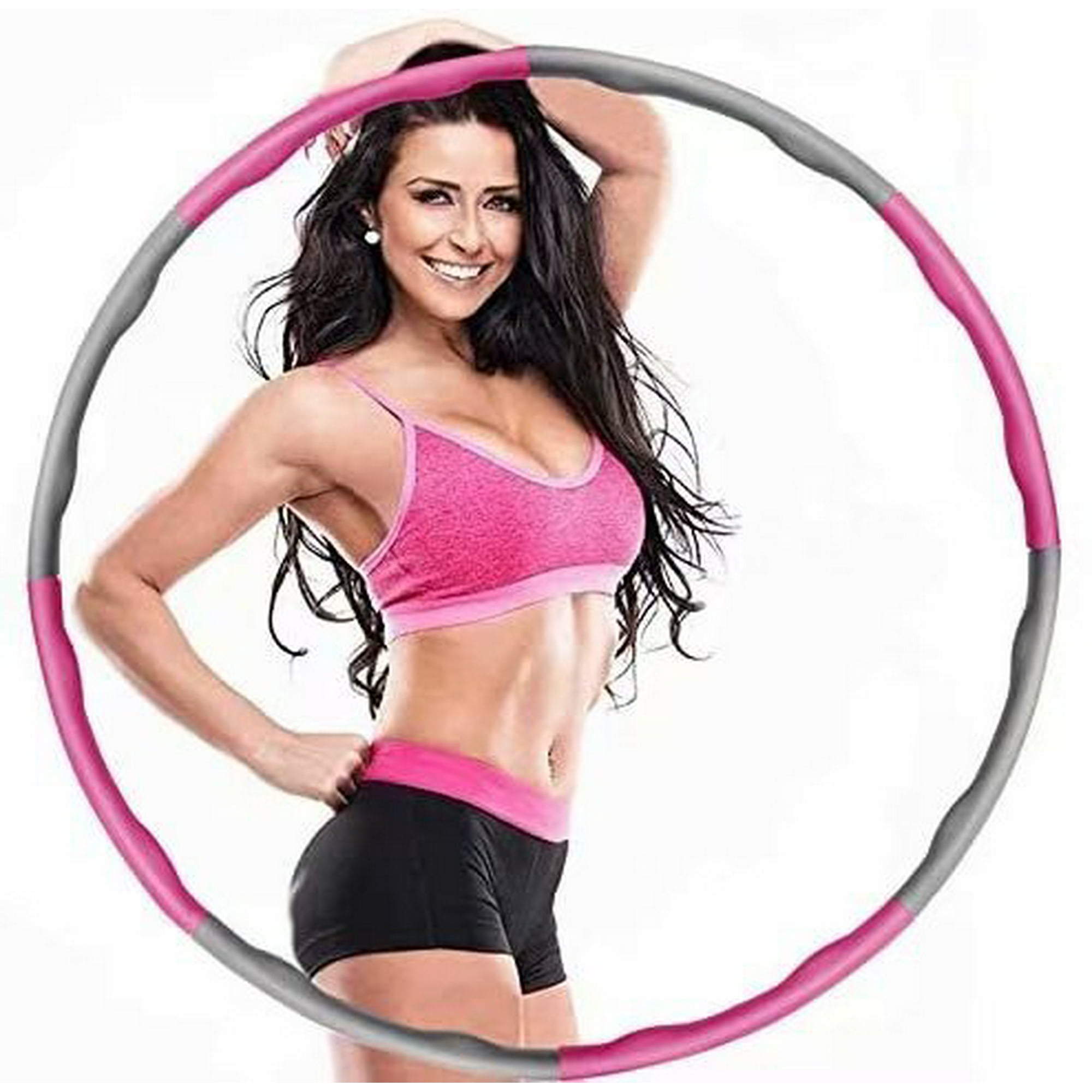 Weighted Hula Hoops for Adults kids Exercise Folding Fitness Massage Hula Ring 8 section Detachable Adjustable Slimming Circle Weight Loss by Fun Way Uniform Weight Distribution Soft Padding 1kg Walma...
