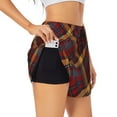 thumbnail image 1 of Balery Buffalo Check Plaid Pantalones cortos deportivos para mujer con forro y dos bolsillos, elásticos, para entrenamiento, gimnasio, yoga-X-Large, 1 of 7