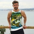 thumbnail image 6 of Pofeuu Big bass fish Print Men's Workout Tank Tops Sleeveless Muscle Gym Shirt Quick Dry -3X-Large, 6 of 7