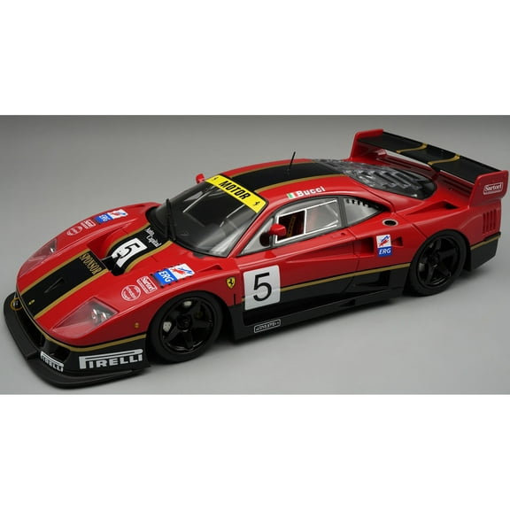 1996 Ferrari F40 LM #5 "Stefano Bucci" Black with Red Stripes with Case "Mythos Series" Limited Ed 1/18 Model Car by Tecnomodel