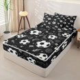 thumbnail image 2 of Homewish Black White Soccer Zipper Twin Comforter Sets with Fitted Sheet and 2 Pillowcases, Sport Zipper Bedding Set for Men and Boys, Reversible, 4 Pieces, 2 of 6