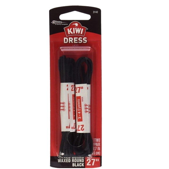 Juego de 2 cordones redondos encerados Shoelaces KIWI, color negro, 68 cm