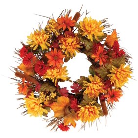 Coolmade Artificial Maple Leaves Fall Wreath 15 Autumn Wreath