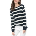 thumbnail image 2 of Unique Bargains Women's Striped Round Neck Drop Shoulder Loose Sweater, 2 of 7