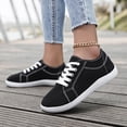 thumbnail image 4 of Women's Walking Shoes Mens Round Toe Classic Lace up Flat Canvas Shoes Antislip Low Top Fashion Sneakers Black Size 7, 4 of 9