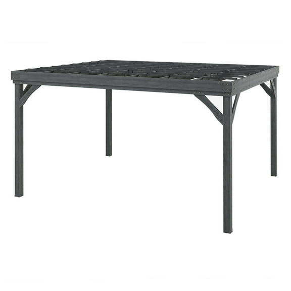 10'x12' Wood Pergola Gazebo, Outdoor Grape Trellis with Anchors - Gray