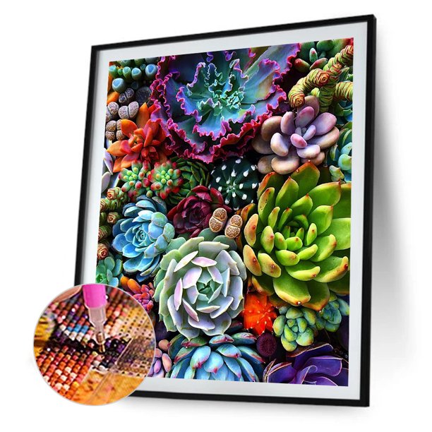 Cuadros Decorativos 5D DIY Diamante Pintura Suculenta Taladro completo Rhinestone Mosaico Arte Imagen Kits Tmvgtek embutido en tela