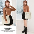 thumbnail image 5 of Ayieyill Corduroy Tote Bag Large for Women Girl Lady Canvas Shoulder Cord Purse and Handbags with Inner Pocket (Beige), 5 of 7