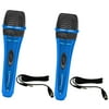 Pair of Professional Portable Microphone with Digital Processing, Steel Construction, Singing Machine, 10 Ft Cable Wired Mic Included, XLR to 1/4, Blue Karaoke DJ Wired Microphone, Church