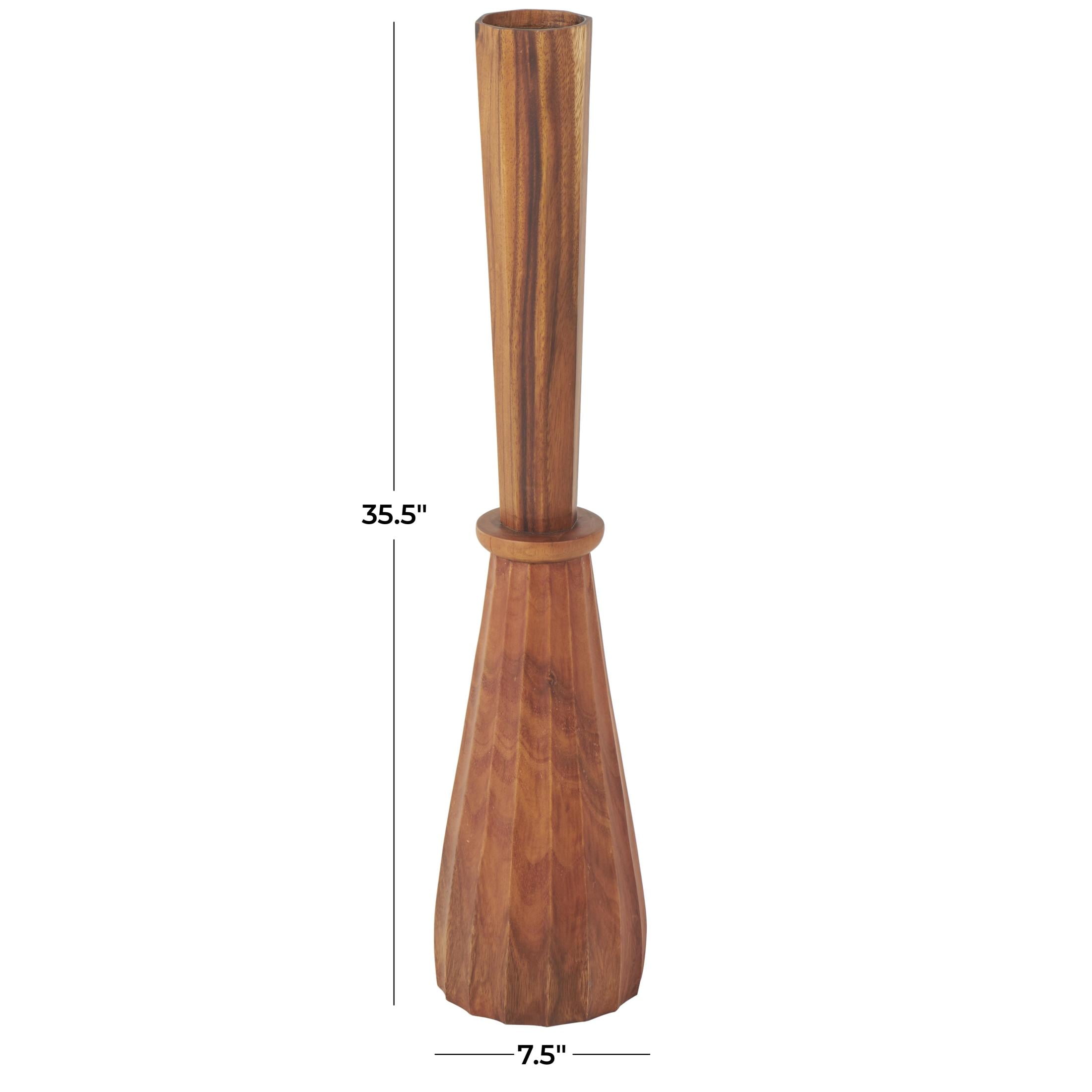 DecMode 36" Handmade Hand Turned Brown Wood Vase
