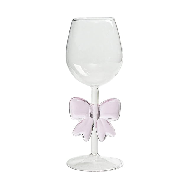 Verres à Vin de Noël Verre en Borosilicate Élevé Verre à Vin Rouge Nœud Verre à Pied Haut Jour Romantique Nœud Noir Verre à Champagne Noël Nœuds Rouges