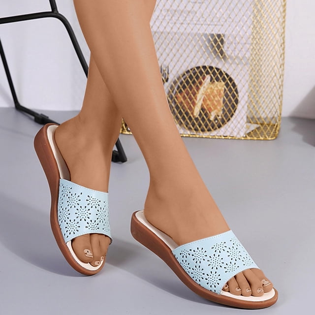 Fankiway Sandales Décontractées pour Femmes, Mules Confortables à Semelle Plate
