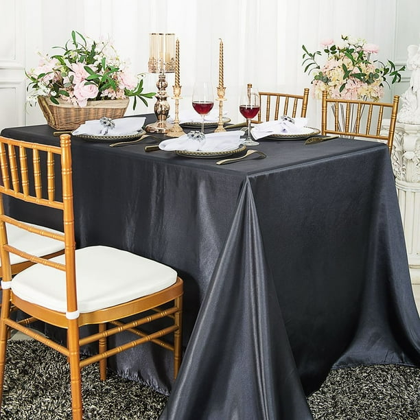 Wedding Linens Inc. 54" x 108" Satin Rectangular Table Cover Tablecloth Pewter