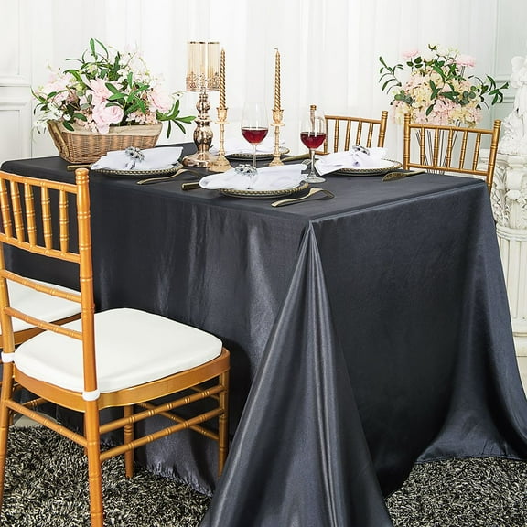 Wedding Linens Inc. 54" x 108" Satin Rectangular Table Cover Tablecloth - Pewter