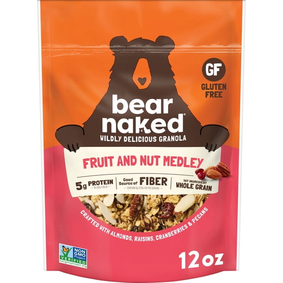 Bear Naked Fruit and Nut Medley Granola, 5g Protein, Fiber Bag, 12 oz