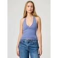 thumbnail image 2 of Halter Tops for Women Summer Crop Deep V Neck Blackless Tank Top Going Out Y2k Clothes Blue S, 2 of 7