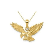 GEM AND HARMONY 14K Yellow Gold Eagle Charm Pendant Necklace with Chain