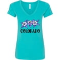 thumbnail image 3 of Inktastic Colorado Columbine Flowers Women's V-Neck T-Shirt, 3 of 5