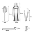 thumbnail image 5 of 5 Piece Set Cocktail Mixer Bartender Set Cobbler Shaker Stainless Steel Cocktail Mixing Shaker Set with Strainer, 550ml, 5 of 5