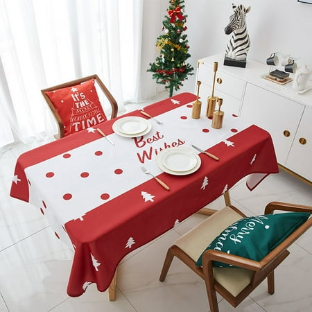 

Nordic Ins Party New Year Tablecloth Red Tablecloth Waterproof / Antifouling Girl Heart Coffee Table Set Christmas Tablecloth