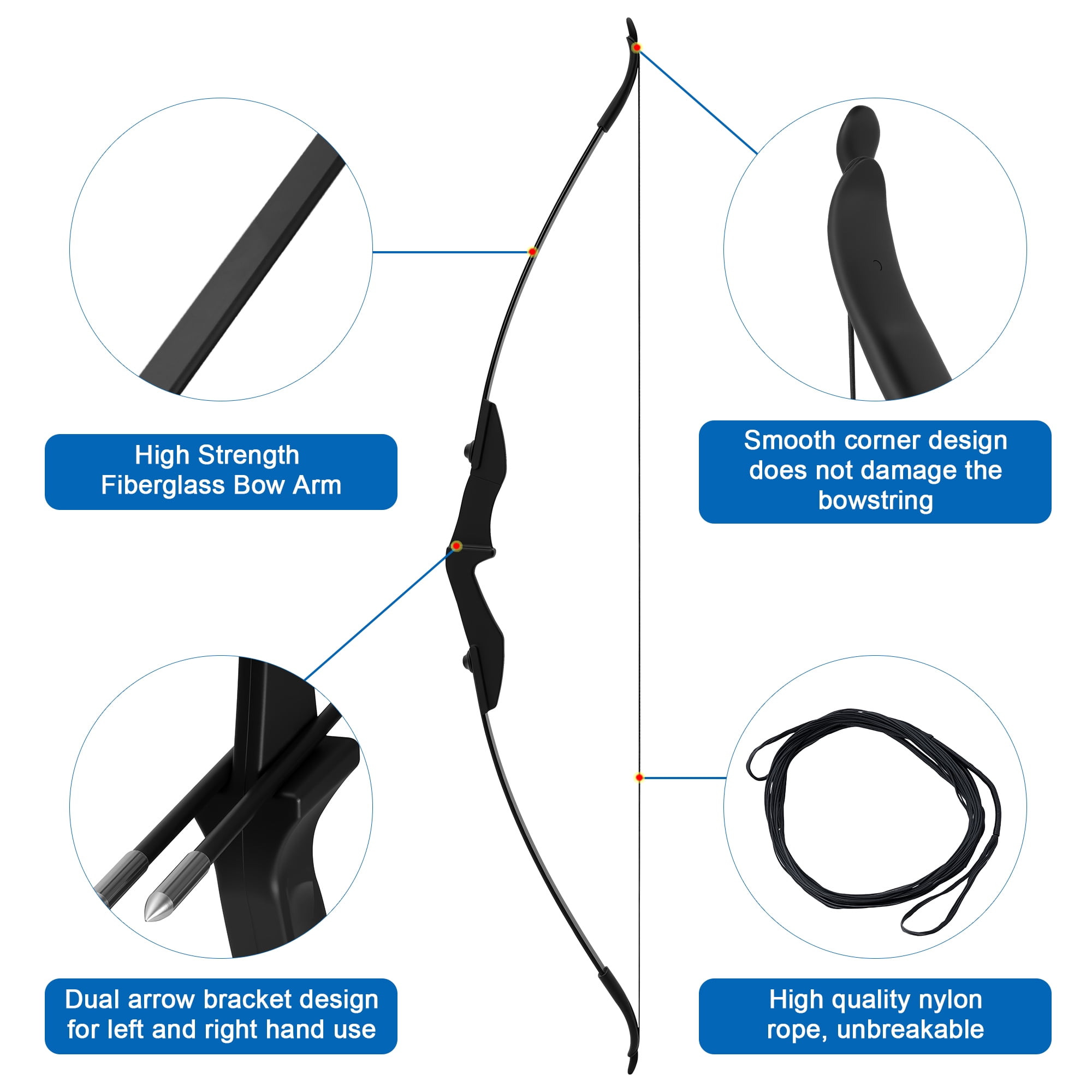 Petoto Recurve Bow and Arrow Set, Takedown Recurve Bows Archery for Adults Left and Right Hands 40lbs Archery Set