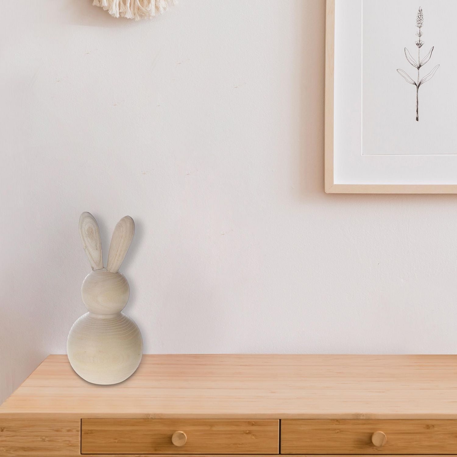 Natural Wooden Round Bunny Decor