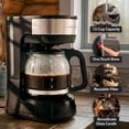thumbnail image 2 of OVENTE 12-Cup Drip Coffee Maker, Auto Keep Warm Function, Anti-Drip system with Reusable Filter and Borosilicate Glass Carafe, One-touch Operation, Black CM412B, 2 of 7