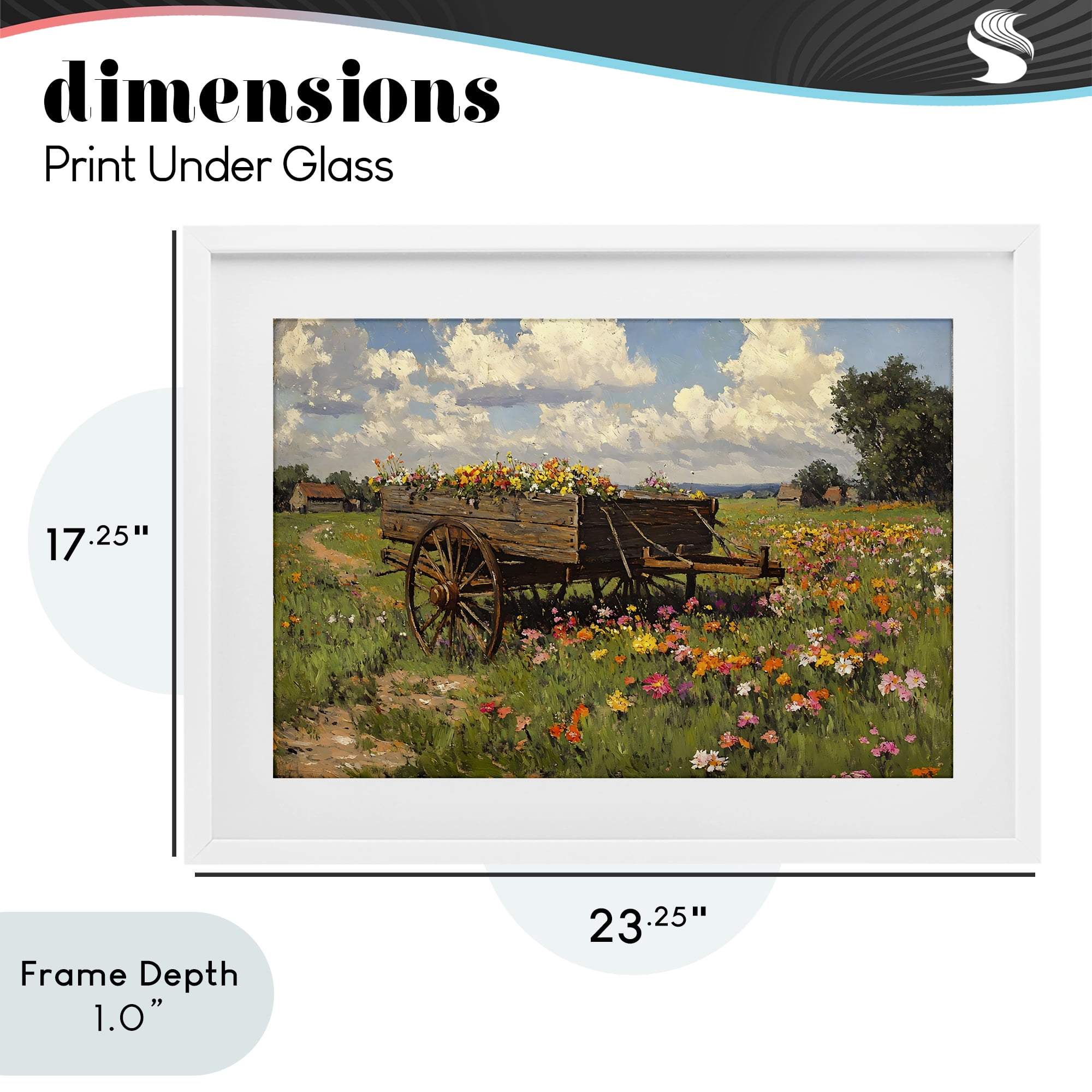 Stupell Industries Wildflower Wagon in Bloom White Framed Print Under Glass, design by Franklyn Gregory