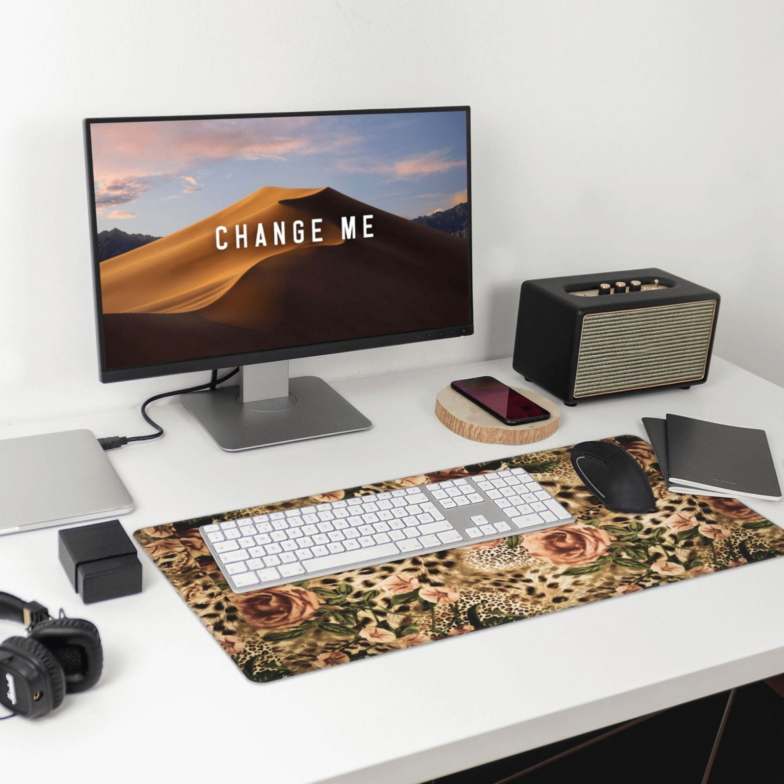 Kdxio Animal Leopard Print Large Gaming Mouse Pad,Non-Slip Base,Water Resist Keyboard Pad for Gamer,Office & Home,29.5 x 15.8 in