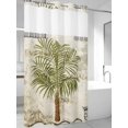 thumbnail image 4 of Vintage Palm Trees No Hook Shower Curtain Waterproof,Bathroom Curtains with Snap in Liners and See Through Top Window,Summer Tropical Botanical Beige Burlap Hotel Bathtub Curtains Shower 54"Wx78"L, 4 of 8