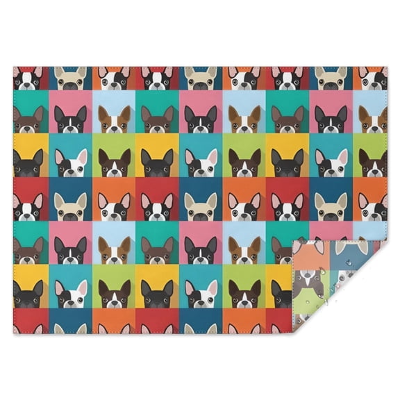 Boston Terrier Rectangle Tablecloth 60"x84",Waterproof Polyester Rectangle Table Cloth, Wipeable Spillproof Polyester Tablecloth for Dining, Camping, Indoor and Outdoor