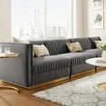 thumbnail image 4 of Modway Sanguine 4-Seat Velvet Modular Sectional Sofa in Gray, 4 of 6