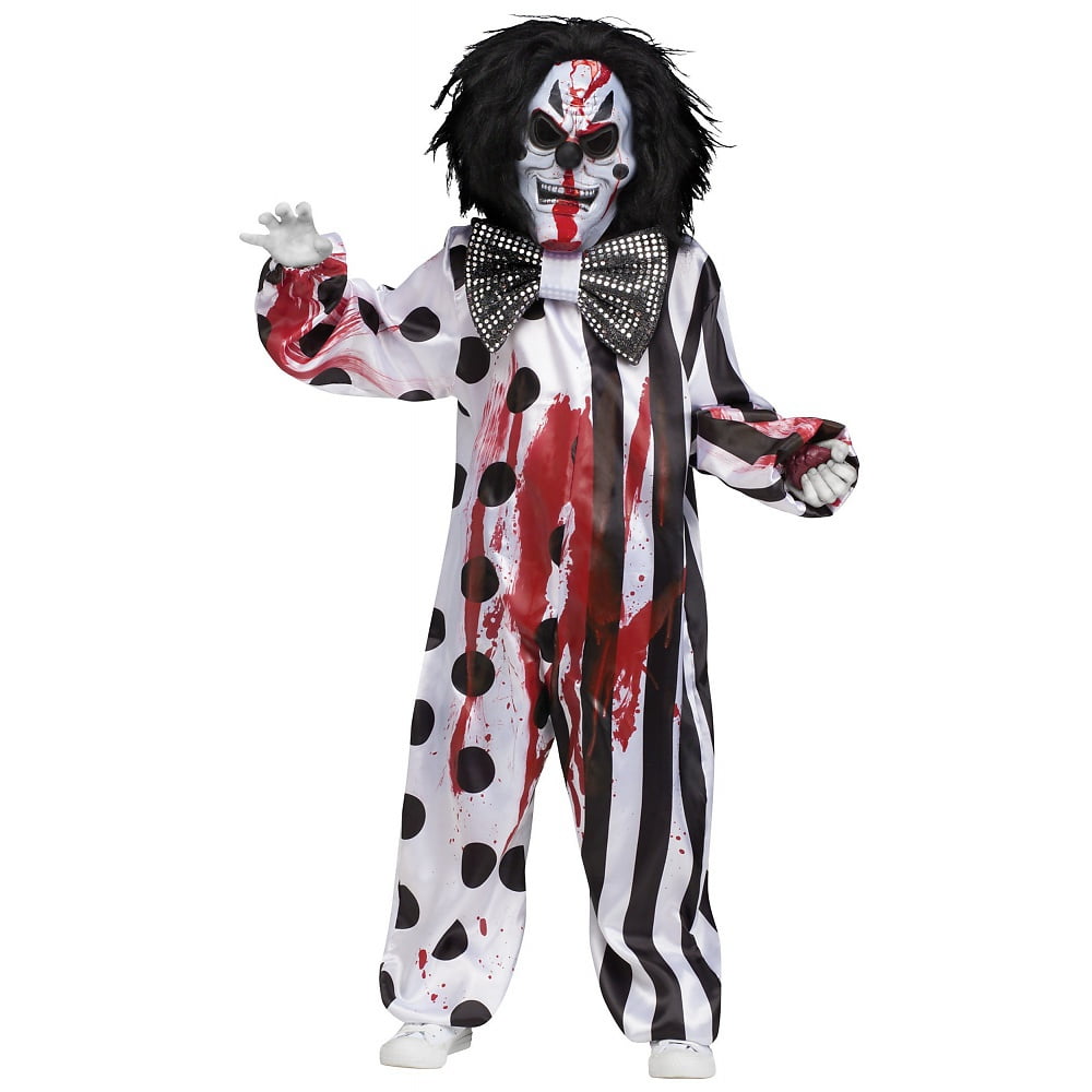 Killer Clown Costume Girls Kids Scary Halloween Fancy Dress 