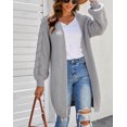 thumbnail image 4 of Cardigan Long Ouvert Gris pour Femmes avec Manches en Câble, 4 of 16